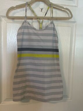 Lululemon Striped Gray & Yellow Tank Top with Bra